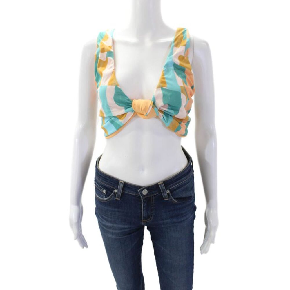 Nomads Womens Playa Bikini Top - Expressivo Print And Peach Size 4XL